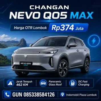 Changan NEVO Q05 Max Lombok SUV listrik harga OTR Rp374 juta